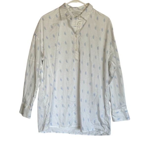 Club Monaco Printed Boyfriend Shirt Relaxed Casual in Polka Dot Size Large /n2 - Picture 5 of 11